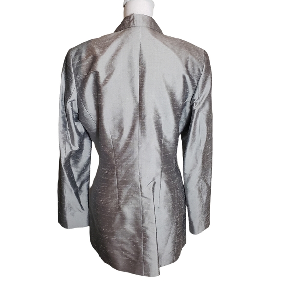 Liz Claiborne 100% Silk Gray Blazer Jacket Size 8 Button Up Professional Career - Picture 2 of 13